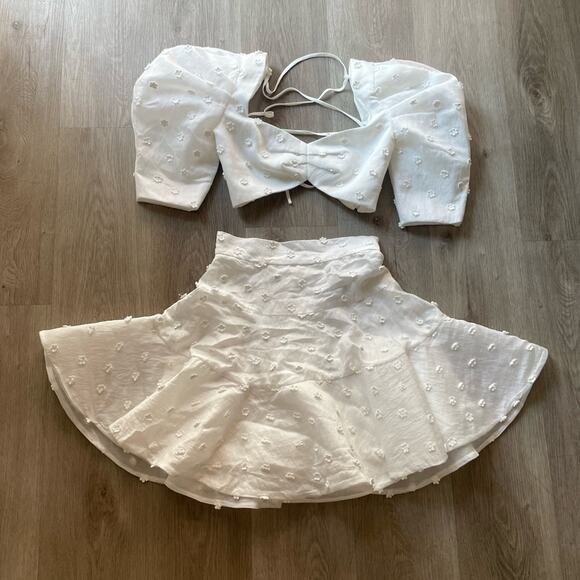 HELEN O’CONNOR paper daisy white 3d embellished crop top + mini Skirt Set XS NEW - Picture 3 of 10